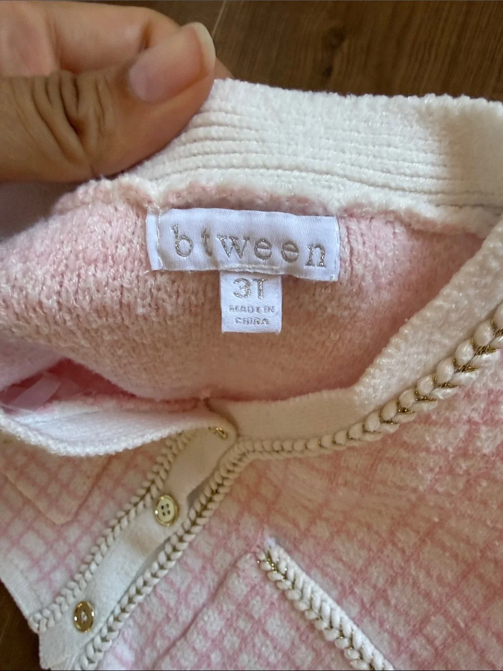 btween Pink & White Knit Vest and Pants Set